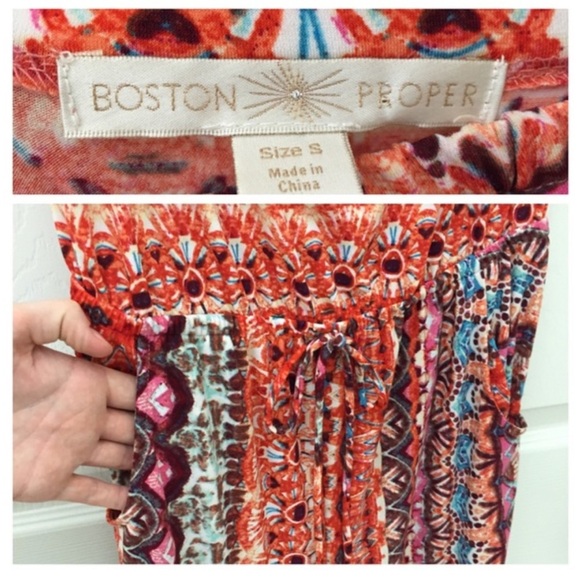 Boston Proper Red and Pink Geometric Jumpsuit - Picture 2 of 10